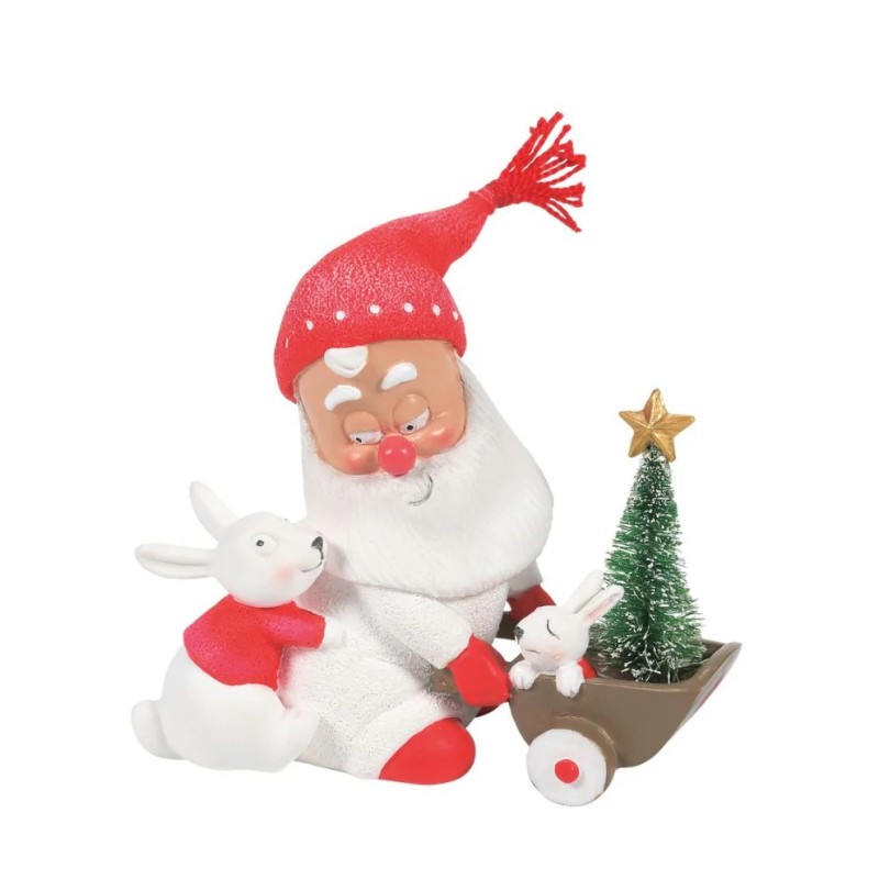 Christmas Snow Gnome with Bunnies