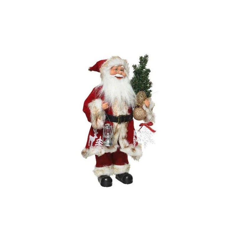 Santa Wearing Reindeer Jacket with Tree and Lamp