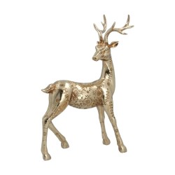 Gisela Graham Gold Embossed Resin Standing Stag Christmas Ornament