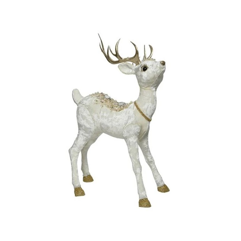 Standing Velvet Deer Glitter Pearls