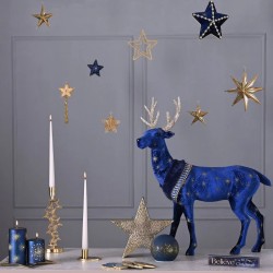Christmas Celestial Blue and Gold Reindeer Large