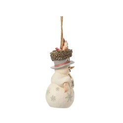 Jim Shore White Woodland 2025 Snowman with Hat Hanging Ornament