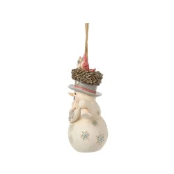 Jim Shore White Woodland 2025 Snowman with Hat Hanging Ornament