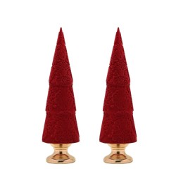 Flocked Resin Christmas Tree Pair