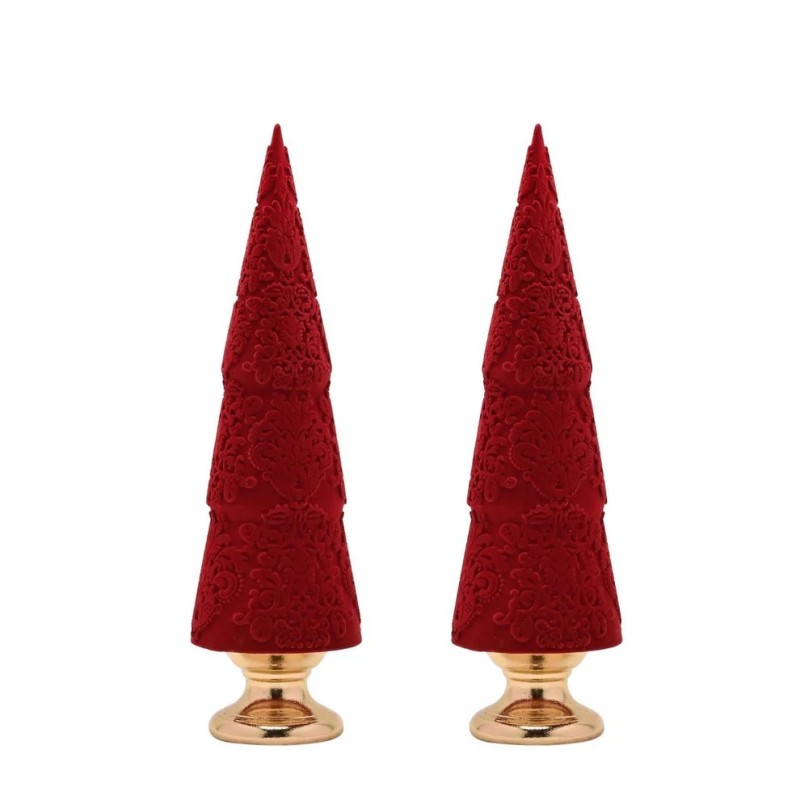 Flocked Resin Christmas Tree Pair