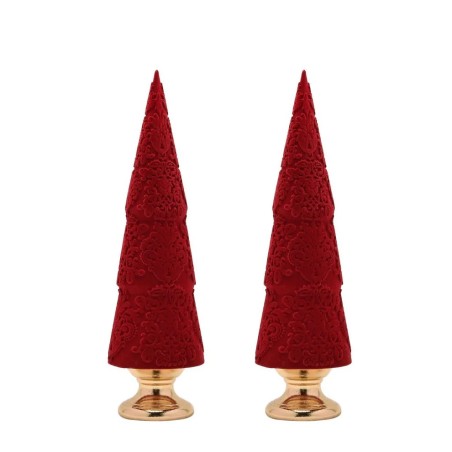 Flocked Resin Christmas Tree Pair