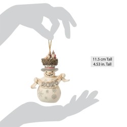 Jim Shore White Woodland 2025 Snowman with Hat Hanging Ornament