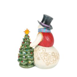 Jim Shore All is Merry and Bright Snowman with Vintage LED Tree
