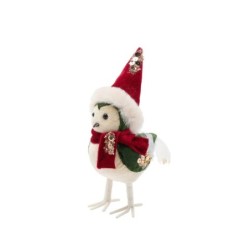 Christmas Red Velvet Bird Figurine