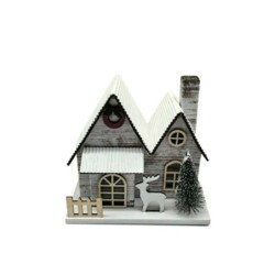 Silver Birch Double Fronted Christmas House LED Decoration