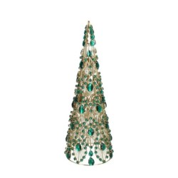 Gisela Graham Gold Christmas Tree with Green Jewel