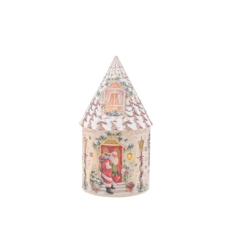 Father Christmas at the Door LED Round House Lantern