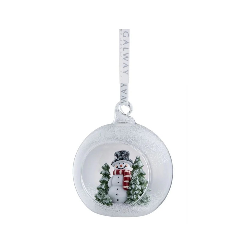 Galway Crystal Snowman Forest Christmas Bauble