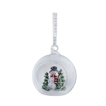 Galway Crystal Snowman Forest Christmas Bauble