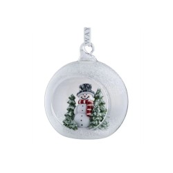 Galway Crystal Snowman Forest Christmas Bauble