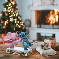 Jim Shore Mistletoe Kiss Stitch and Angel with Mistletoe Figurine