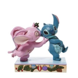 Jim Shore Mistletoe Kiss Stitch and Angel with Mistletoe Figurine