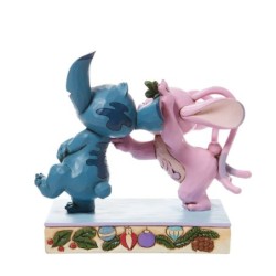 Jim Shore Mistletoe Kiss Stitch and Angel with Mistletoe Figurine
