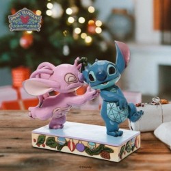 Jim Shore Mistletoe Kiss Stitch and Angel with Mistletoe Figurine
