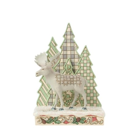 Jim Shore Frozen Forest White Woodland Moose with Layered Trees