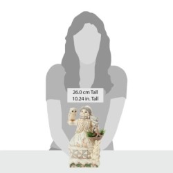 Jim Shore Winter's Gentle Gatherings White Woodland Snowman with Basket of Evergreen