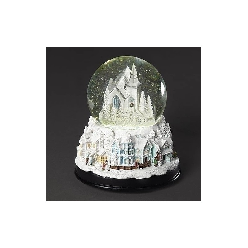 Church on Snowy Mountainside Snow Globe 16 cm Musical Light-Up Heirloom