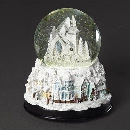 Church on Snowy Mountainside Snow Globe 16 cm Musical Light-Up Heirloom