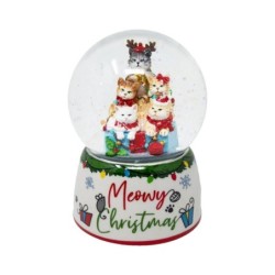 Meowy Christmas Cat Snow Globe 15 cm Musical Treat