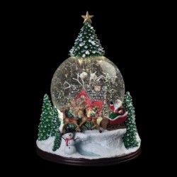 Light-Up Swirling Christmas Tree Village Snow Globe 23.5 cm Musical Festive Centrepiece