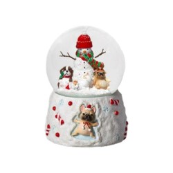 Dogs and Snowman Snow Globe