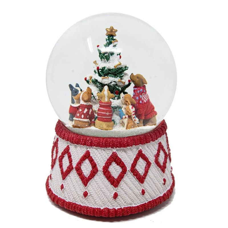 Christmas Dogs in Jumpers Snow Globe 15 cm Musical Keepsake