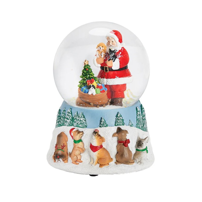 Musical Puppies with Santa Snow Globe