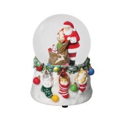 Musical Cats In Stockings Santa Snow Globe