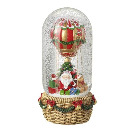 Santa's Festive Hot Air Balloon Snow Globe 23cm