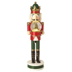 Nutcracker Holding Light-Up Snow Globe 41cm