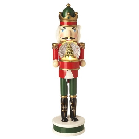 Nutcracker Holding Light-Up Snow Globe 41cm