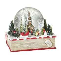 Merry Christmas Village Book Snow Globe 18cm