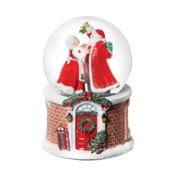 Santa Mrs Claus Under the Mistletoe Snow Globe 15 cm Musical Keepsake