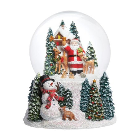 Santa Claus Woodland Animals Musical Snow Globe 14.5cm