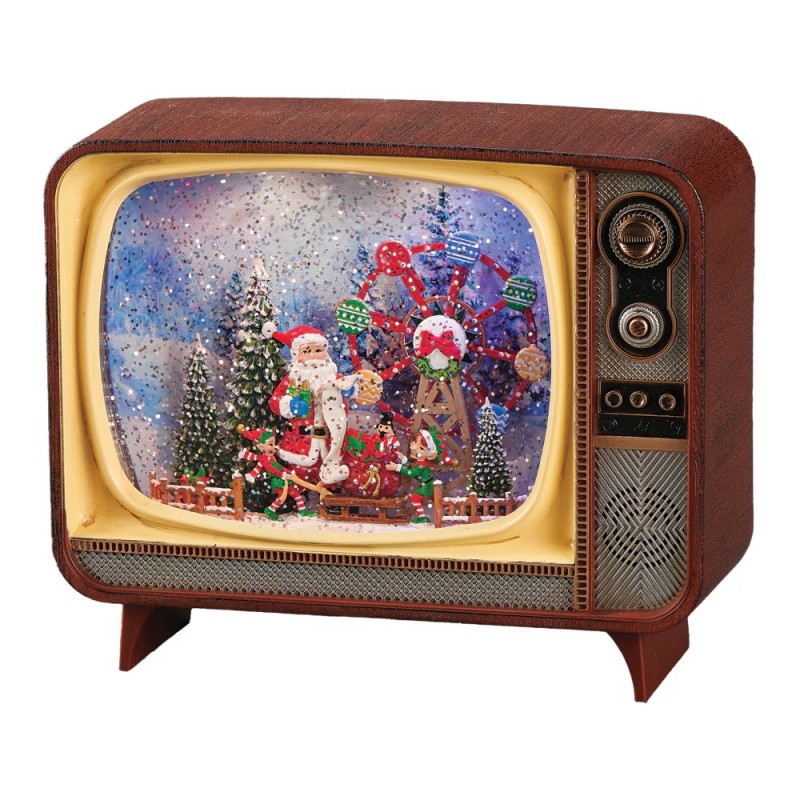 Santa Ferris Wheel TV Water Spinner 17 cm Musical Light-Up Christmas Delight