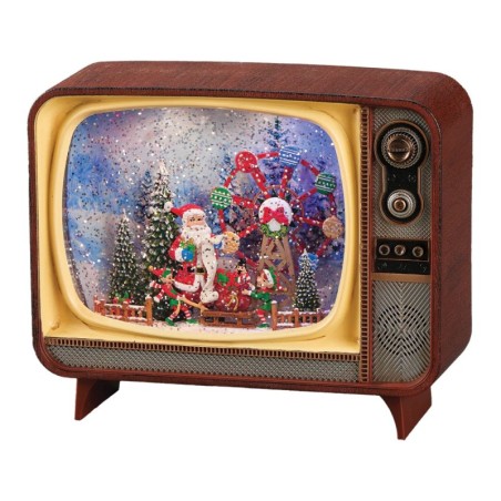Santa Ferris Wheel TV Water Spinner 17 cm Musical Light-Up Christmas Delight