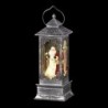 Silver Santa Claus Lantern Winter Spinner 28 cm Illuminated Centrepiece