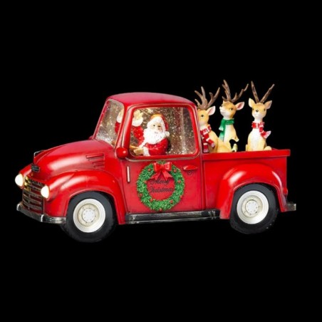 Light-Up Swirl Santa Driving Truck with Reindeer Water Spinner