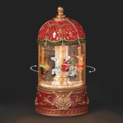 Santa on Carousel Moving Light-Up Musical Water Spinner 23 cm Elegant Christmas Carousel