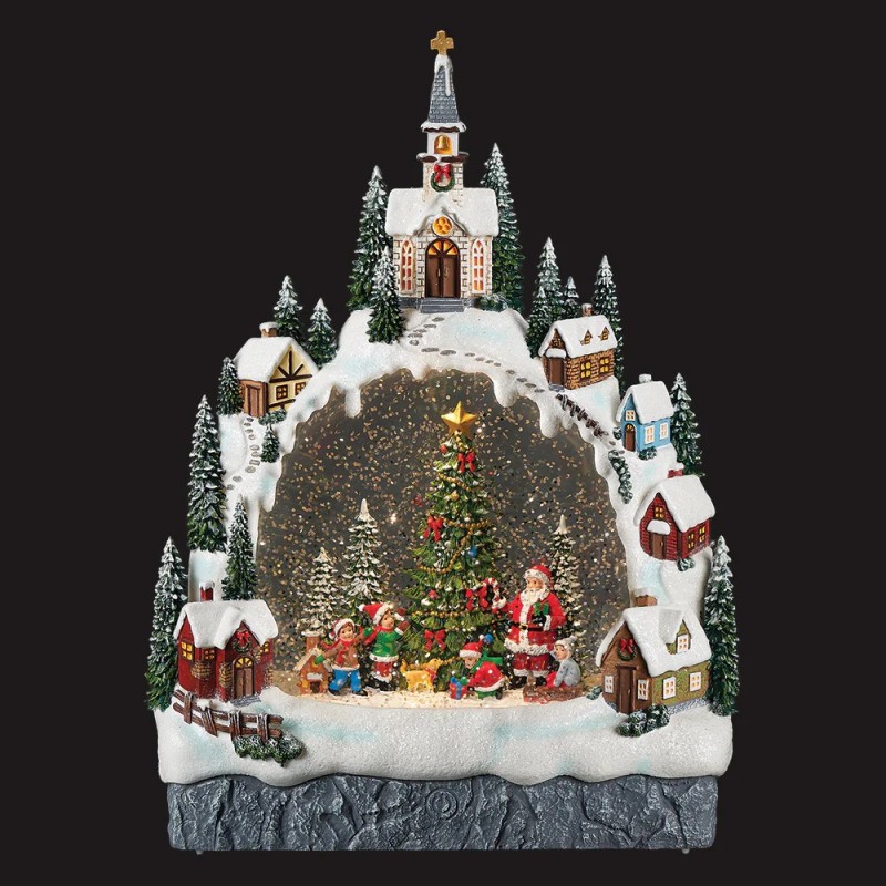 Arched Village Light-Up Water Spinner with Santa Claus 28.5 cm Grand Christmas Lantern Centrepiece