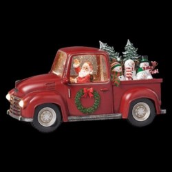 Light-Up Swirl Santa Driving Truck with Snowmen Water Spinner 28.5 cm Festive Lantern