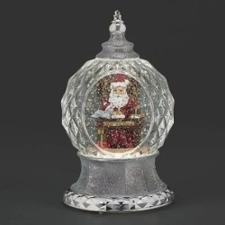 Light-Up Swirling Santa with List Dome 21.5 cm Festive Lantern