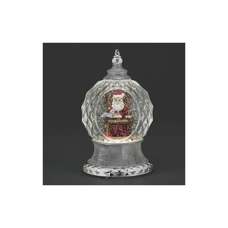 Light-Up Swirling Santa with List Dome 21.5 cm Festive Lantern