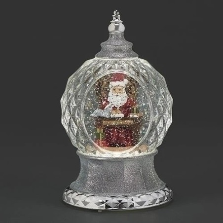 Light-Up Swirling Santa with List Dome 21.5 cm Festive Lantern