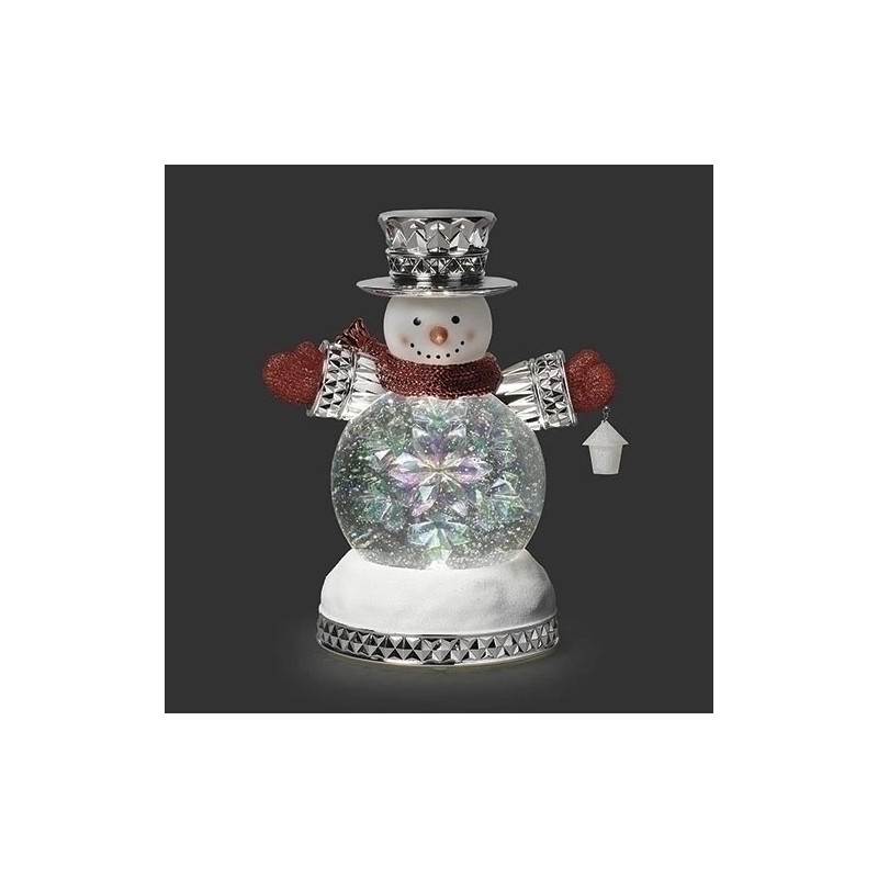 Light-Up Swirling Snowman with Rotating Snowflake Centre 25 cm